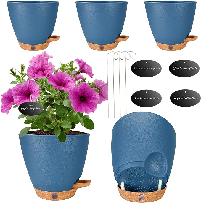 6 Inch Small Self Watering Pots by Fielda