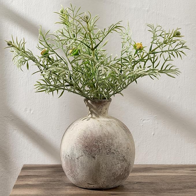 6.38" Ceramic Vase for Home Decor, Decorative Terracotta Farmhouse Rustic Vases by StylishHomeDecorforYou