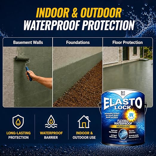 ElastoLock Waterproof Membrane Coating 1 Gallon, Exterior Foundation Sealer - Image 7