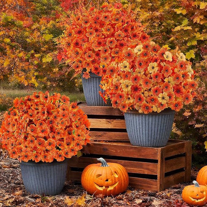 24PCS Artificial Fall Flowers for Outdoors, Fake Mums, Fall Decorations for - Image 7