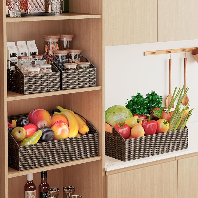 Pantry Baskets for Organizing, Wicker Basket Shelf Storage | Handwoven Pantry - Image 2