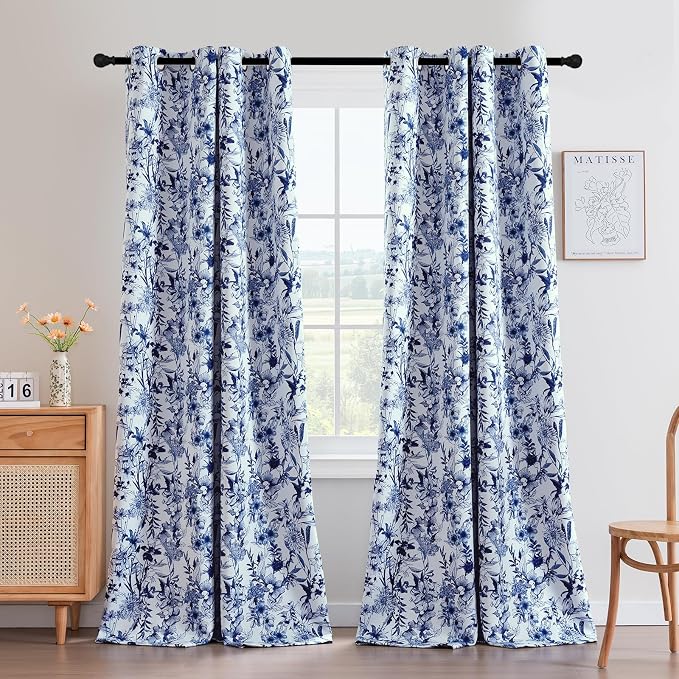 H.VERSAILTEX Blackout Curtains 96 Inch Length 2 Panels Set Floral Print Curtain by HVERSAILTEX