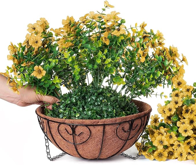 Artificial Fake Fall Hanging Mums Plants Flowers Basket - Image 4