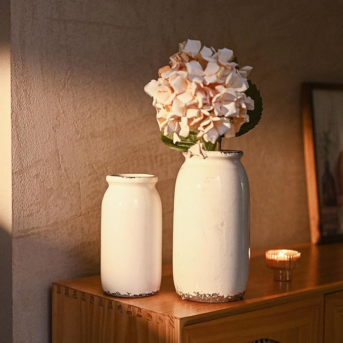 VICTOR & TERESA Rustic Large White Vase - Image 5