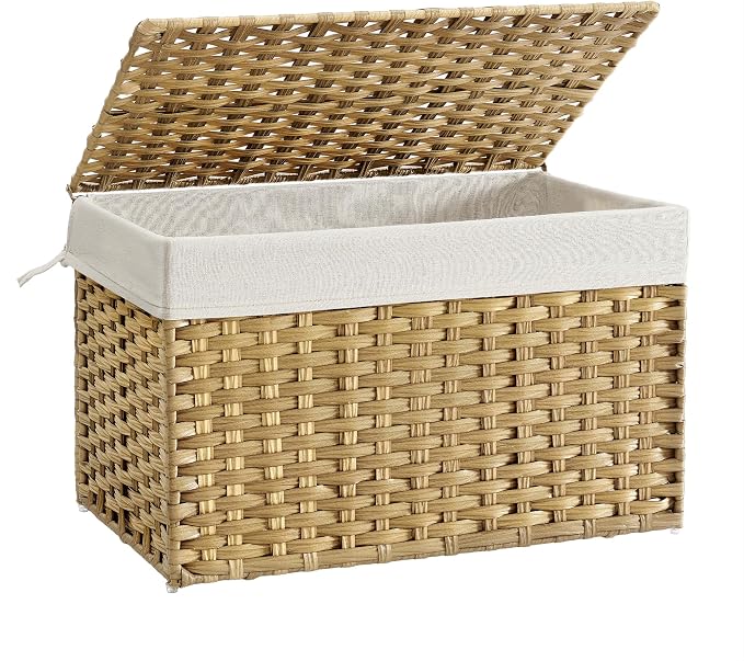 SONGMICS Storage Basket with Lid, Woven Blanket Storage Bin with Handles by Unknown