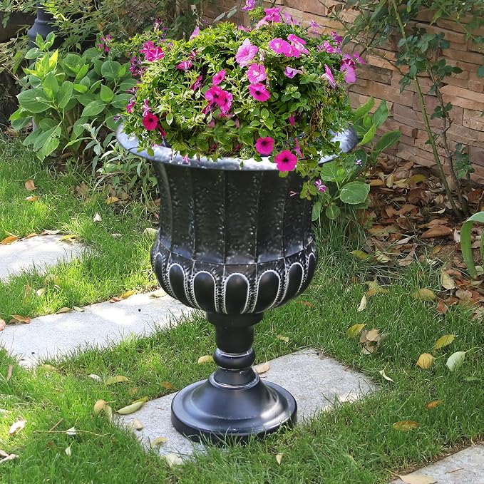 Worth Garden 25" H. Metal Urn Planters 2-Pack - Image 5