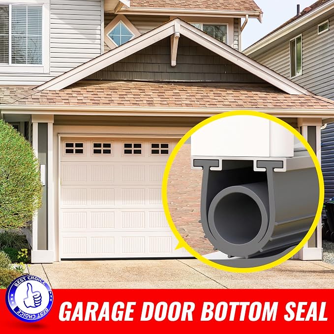 Jin&Bao Garage Door Bottom Rubber Seal 5/16" T-End 10FT & 2 End Plugs Gray | - Image 6