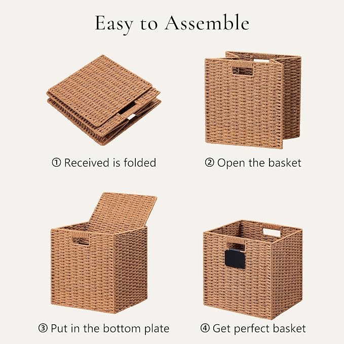 UBBCARE 2 Pack Wicker Basket, 13×13 Storage Cubes - Image 7