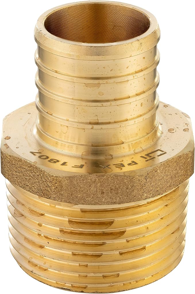 5PC Pex Barb Crimp Brass Fittings 3/4Inch x 3/4Inch NPT Male Adapter | ASTM - Image 3