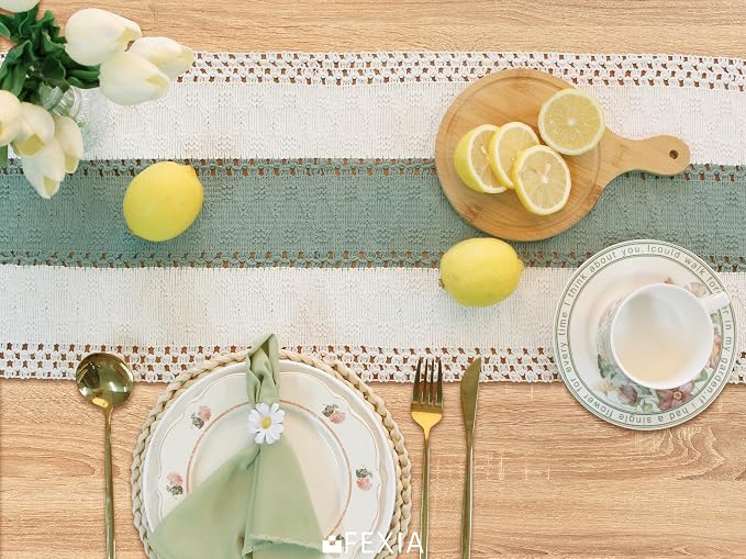 Boho Table Runner for Home Decor 12x72 Sage Green Fall Decorations | 72 Inches - Image 6