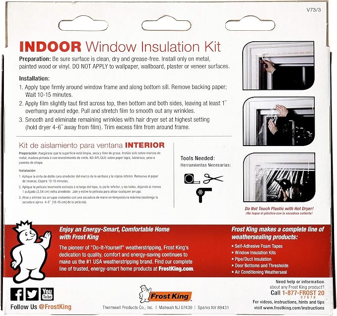 Frost King V73/3H Shrink Window Kit, 42 x 62 in, 9 Pack - Image 3