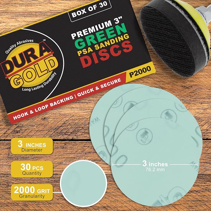 Dura-Gold Premium 3" Gold Hook & Loop Sanding Discs - Image 2