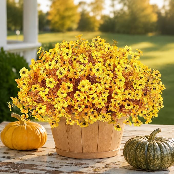 Artificial Faux Mums Flowers Plants - Image 4