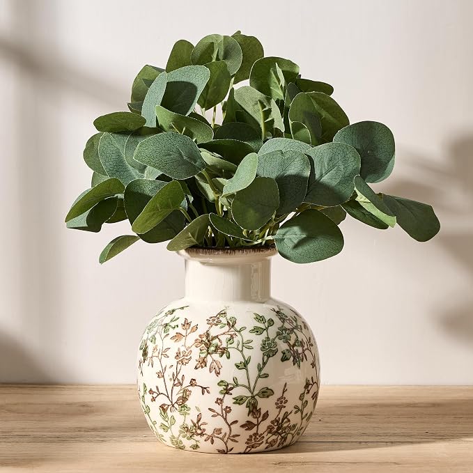 SIDUCAL Ceramic Green and Beige Antique Vase, 5.91 Inch Retro Ice Cracked - Image 2