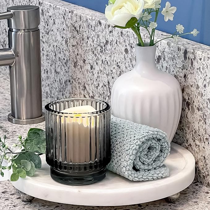 Kate Aspen Ribbed Glass Candle Holder Set - Image 3