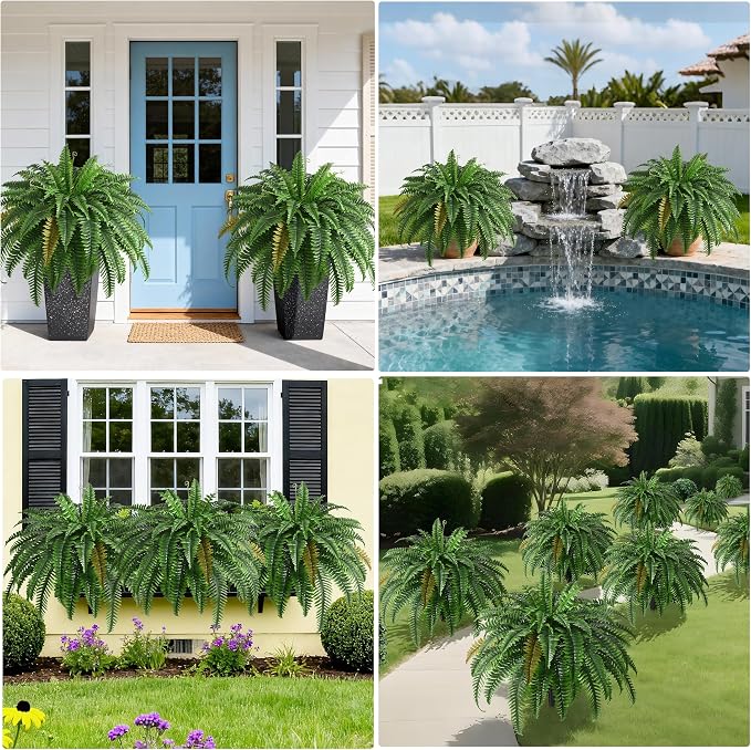 2PCS 45in Fake Ferns- Large Artificial Plants Outdoor, UV Resistant Artificial - Image 8