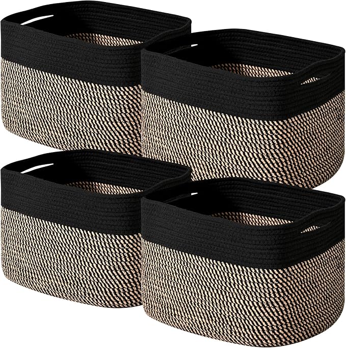 ICERZCZ Storage Baskets for Shelves Organizing, Woven Cotton Rope Baskets for by ICERZCZ