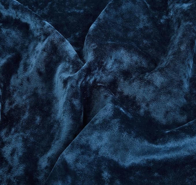 Chezmoi Collection Lux Navy Blue Crushed Velvet Curtains 2 Panel Set - Image 7