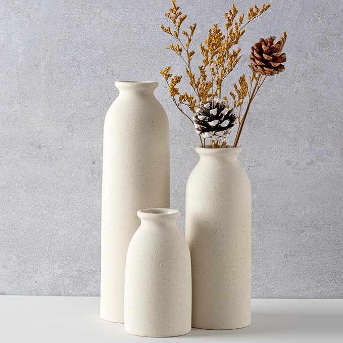 CEMABT Beige Ceramic vase Set-3 Flower vases by CEMABT