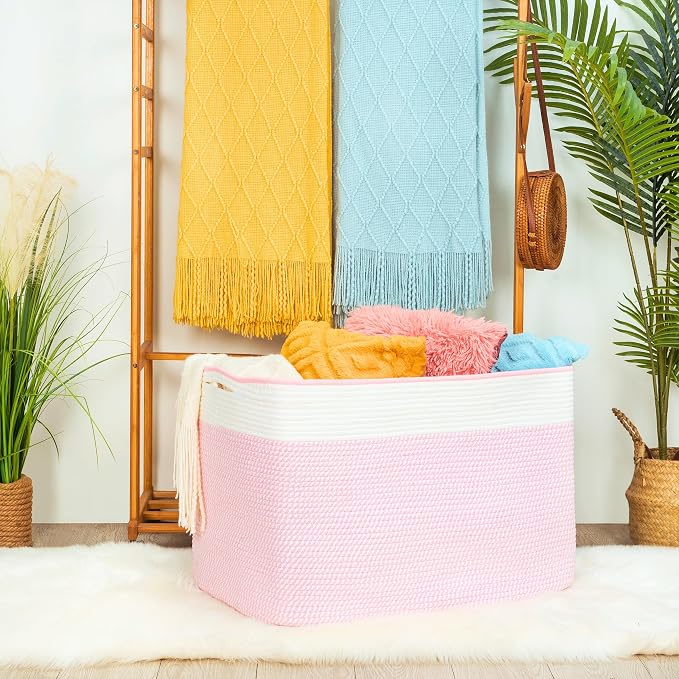 112L Extra Large Blanket Basket Holder Living Room, Dog Toy Organizer Bin Box - Image 2