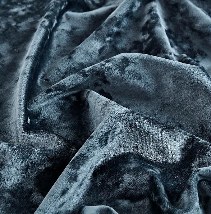 Chezmoi Collection Lux Storm Blue Crushed Velvet Curtains 2 Panel Set - Image 6