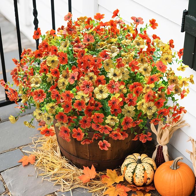 florisso Artificial Fall Flowers Fake Mums - Image 6