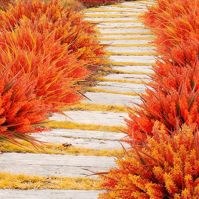 Geegoods 48 Bundles Artificial Fall Lavender Flowers Outdoor, Autumn-Orange | - Image 6