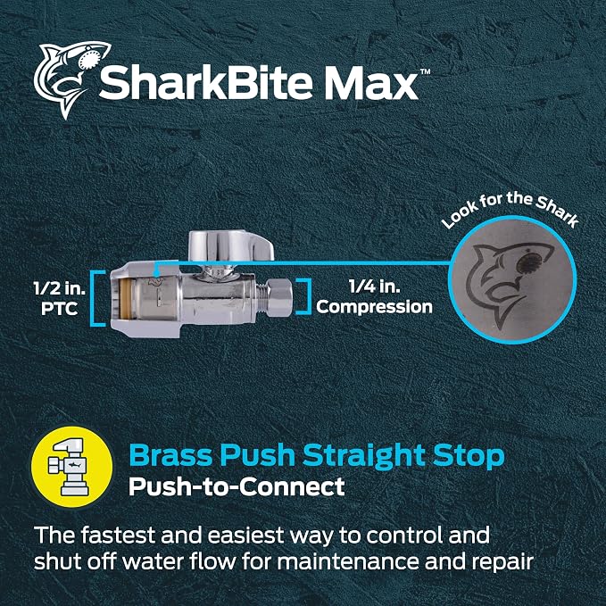SharkBite Max 1/2 x 1/4 Inch Compression Straight Stop Valve, Quarter Turn - Image 2