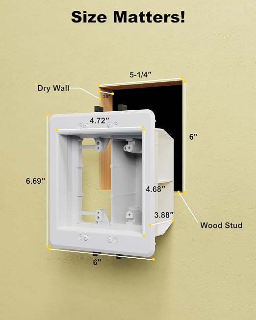 2-Gang Recessed Outlet Box, Recessed Electrical Box - Image 2