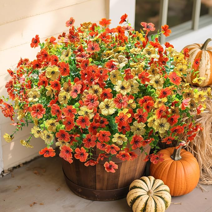 florisso Artificial Fall Flowers Fake Mums - Image 5