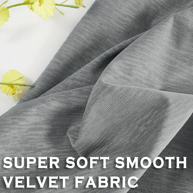 Kayne Studio Pewter Gray Velvet Pinch Pleated Back Tab Curtains 90Inch Long | - Image 5