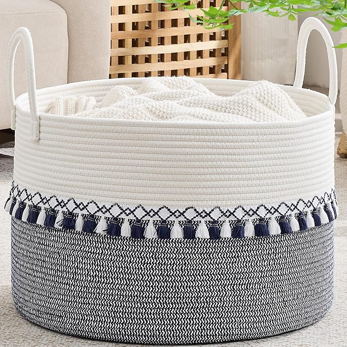 KAKAMAY Large Blanket Basket by KAKAMAY