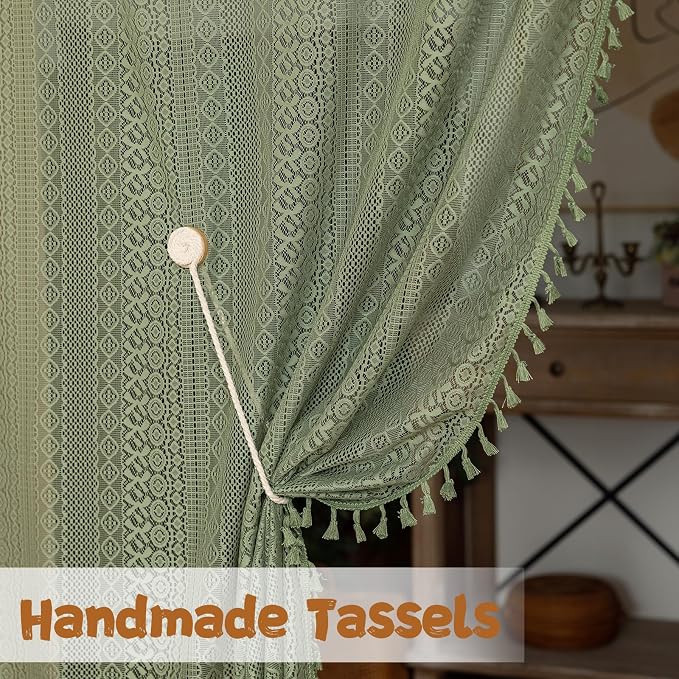Sutuo Home Olive Green Boho Doorway Curtains - Image 6