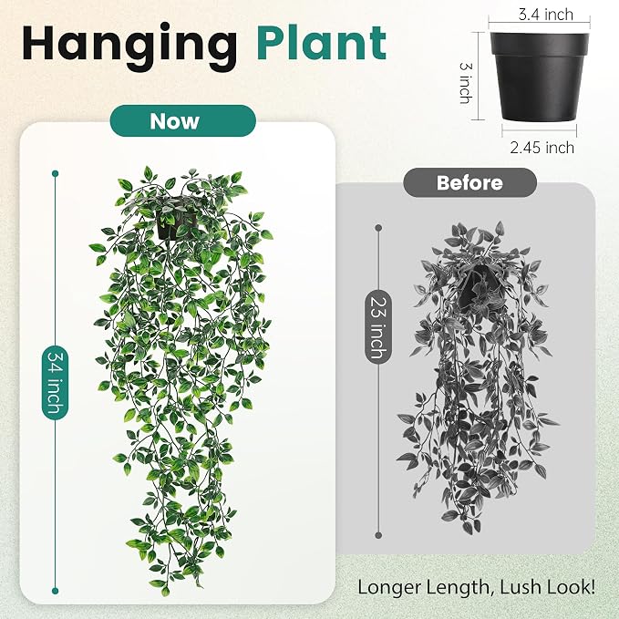 Der Rose 34" Fake Hanging Plant Artificial - Image 2