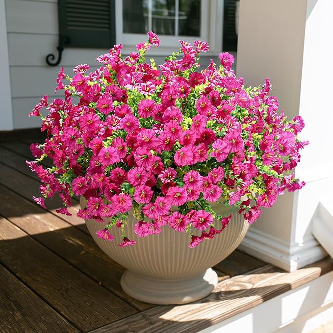 Artificial Flowers for Outdoors Fake Plants Outside Decoration, 12 Bundles Faux - Image 8