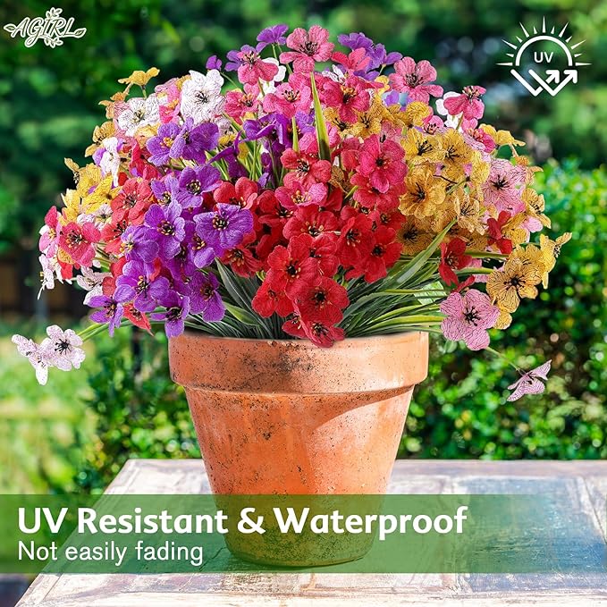 AGIRL Artificial Flowers Outdoor UV Resistant Fake Plant Garden Patio Decor | - Image 5