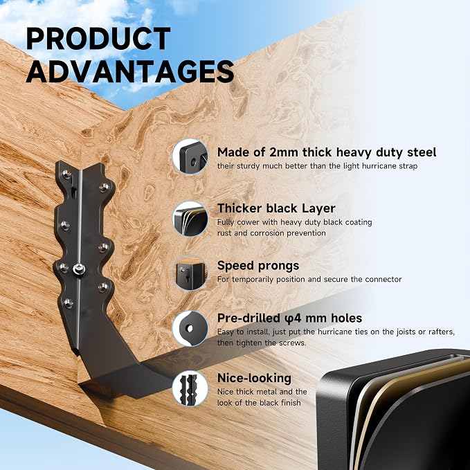 Black 2X8 Joist Hanger Heavy Duty 14 Gauge LU28 Black Face Mount Joist Hangers - Image 3