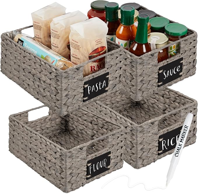 Best Choice Products Set of 4 9x12in Water Hyacinth Pantry Baskets, Woven by Unknown