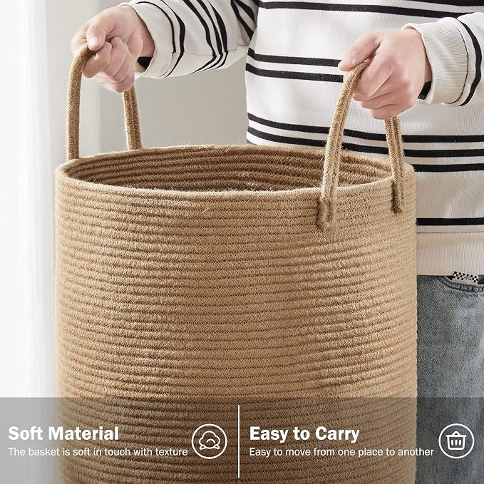 Woven Rope Laundry Hamper Basket by YOUDENOVA, 72L Tall Luandry Basket - Image 4