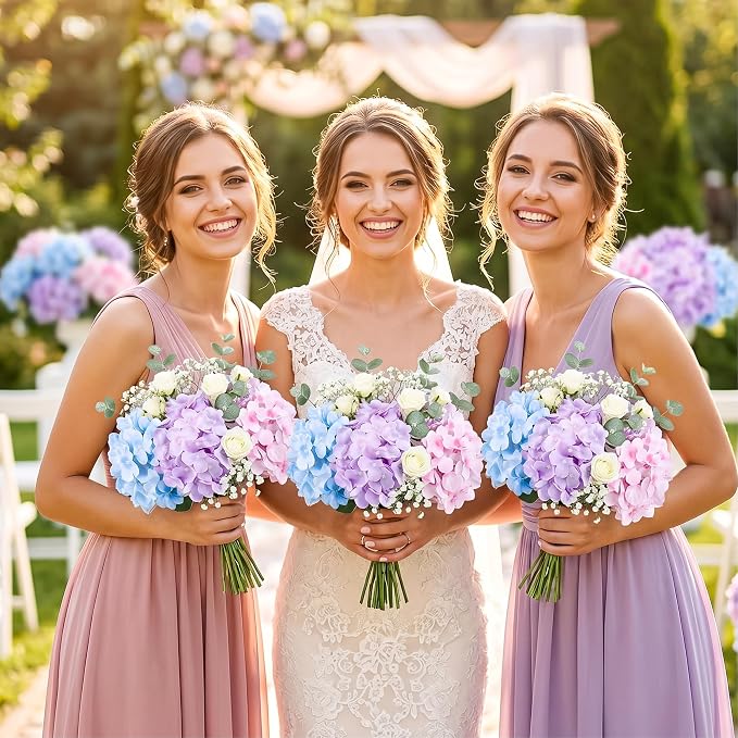 Auihiay 64Pcs Hydrangea Artificial Flowers Bulk, Faux Hydrangea Flowers | - Image 2