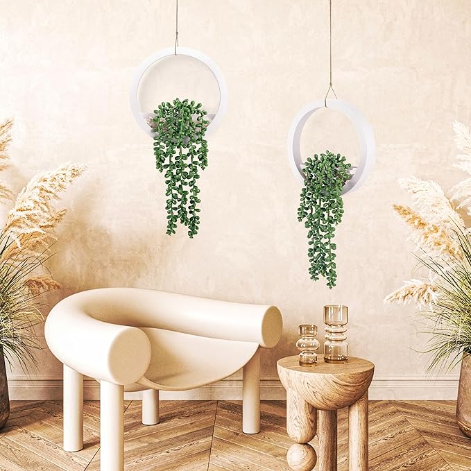 Der Rose 2 Pack 16" Artificial Hanging Plants in White Pots - Image 5