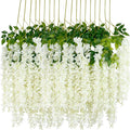 12Pcs Artificial Wisteria Flowers 3.6 Feet/Piece White Dense Artificial Fake by HanYun