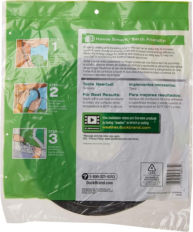 Duck Brand Self Adhesive Foam Weatherstrip Seal - Image 3