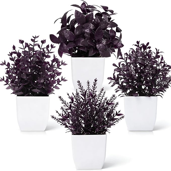 Der Rose 4 Pack Purple Fake Plants in Pots by DerRose