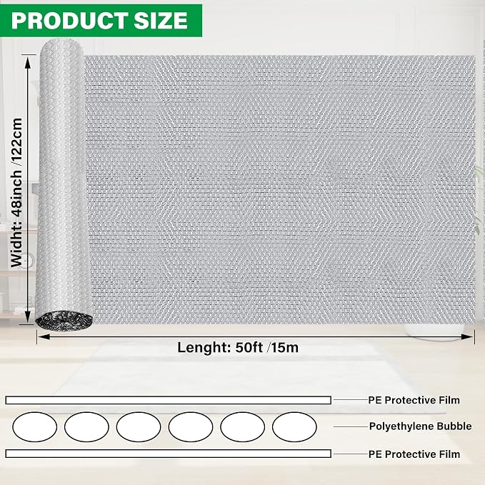 winemana Window Insulation Roll 48IN x 50FT Reflective Heat Shield Bubble Film - Image 2