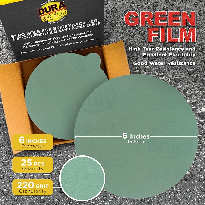 Dura-Gold Premium 6" Green Film PSA Sanding Discs - Image 2