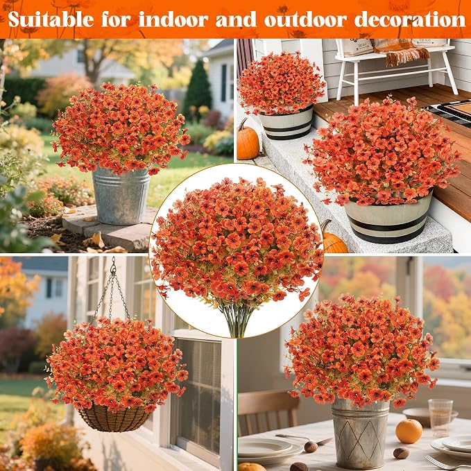 24 Pcs Artificial Fall Flowers Fake Mums - Image 5