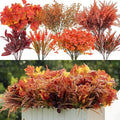 24PCS Artificial Fall Flowers Outdoors, Faux Maples & Mums by GreenMoon