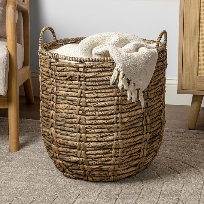 happimess Laurel Hand-Woven Abaca Storage Basket 19", Laundry Room Entryway - Image 6