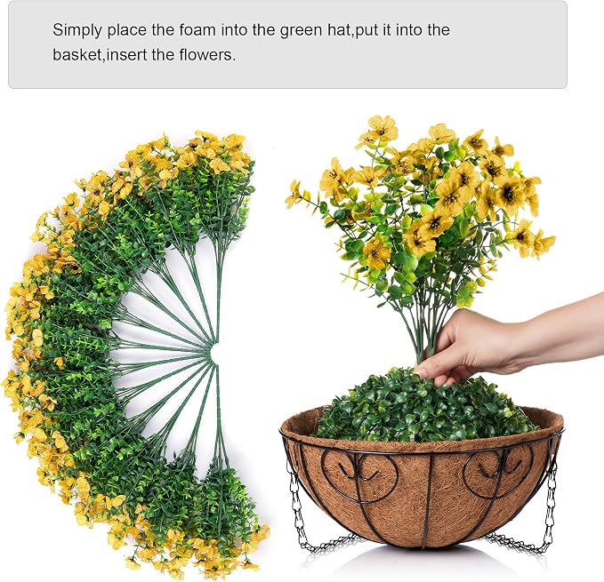 Artificial Fake Fall Hanging Mums Plants Flowers Basket - Image 3